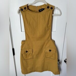 Fab’rik Mustard Yellow Pinafore Dress with Button Accents size M